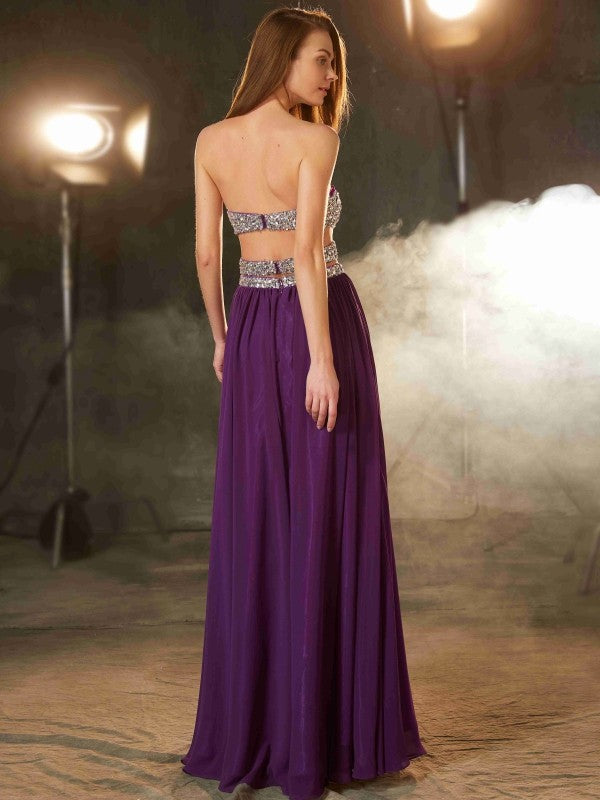 Gorgeous Sweetheart Crystal Sleeveless Long Evening Dress Chiffon-ballbellauk