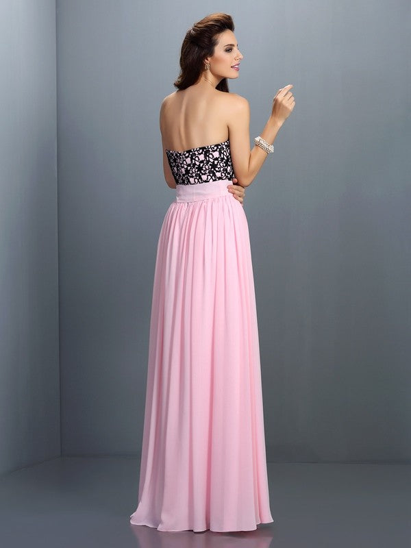 Gorgeous Sweetheart Lace Sleeveless Long Evening Dress Chiffon-ballbellauk