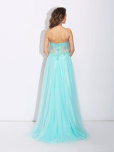 Gorgeous Sweetheart Lace Sleeveless Long Net Prom Dress-ballbellauk