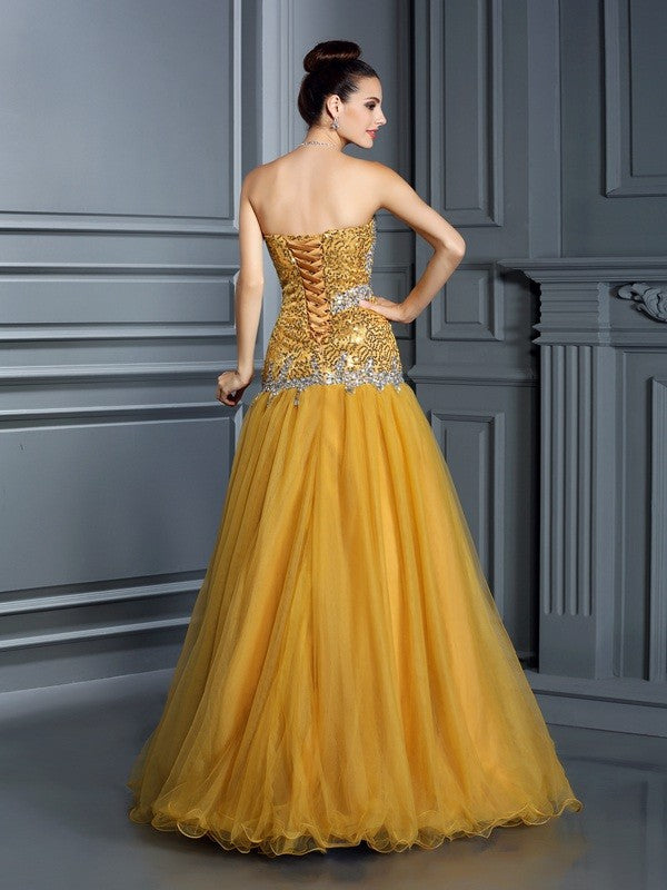 Gorgeous Sweetheart Ruffles Sleeveless Long Elegant Evening Dress-ballbellauk