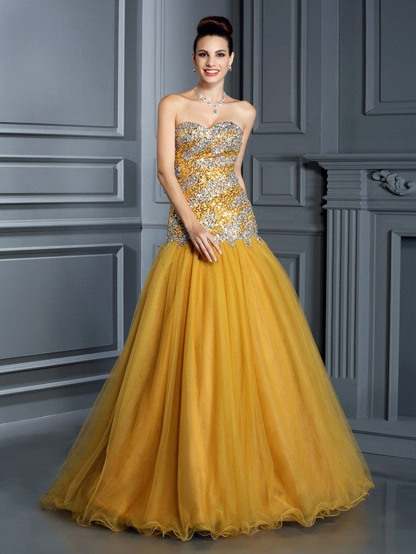 Gorgeous Sweetheart Ruffles Sleeveless Long Elegant Evening Dress-ballbellauk