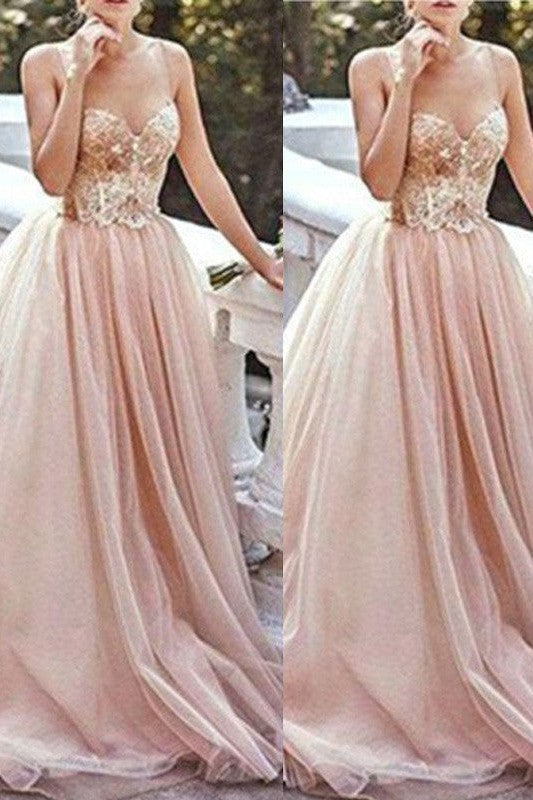 Gorgeous Sweetheart Sleeveless Beading Tulle Prom Dress-ballbellauk