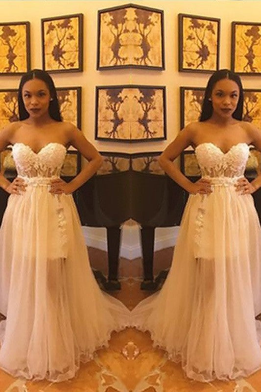 Gorgeous Sweetheart Sleeveless Chiffon Long Prom Dress-ballbellauk