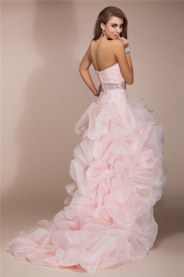 Gorgeous Sweetheart Sleeveless Hi-Lo Beading Evening Dress-ballbellauk