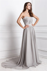 Gorgeous Sweetheart Sleeveless Long Beading Evening Dress Chiffon-ballbellauk