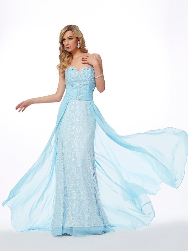 Gorgeous Sweetheart Sleeveless Long Beading Evening Dress Chiffon-ballbellauk