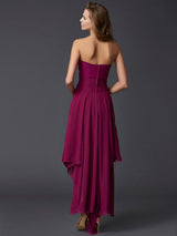 Gorgeous Sweetheart Sleeveless Pleats Hi-Lo Evening Dress Chiffon-ballbellauk