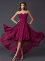 Gorgeous Sweetheart Sleeveless Pleats Hi-Lo Evening Dress Chiffon-ballbellauk