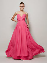 Gorgeous Sweetheart Sleeveless Pleats Long Evening Dress Chiffon-ballbellauk