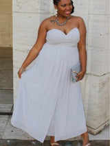 Gorgeous Sweetheart Sleeveless Ruched Ankle-Length Chiffon Plus Size Prom Dress-ballbellauk