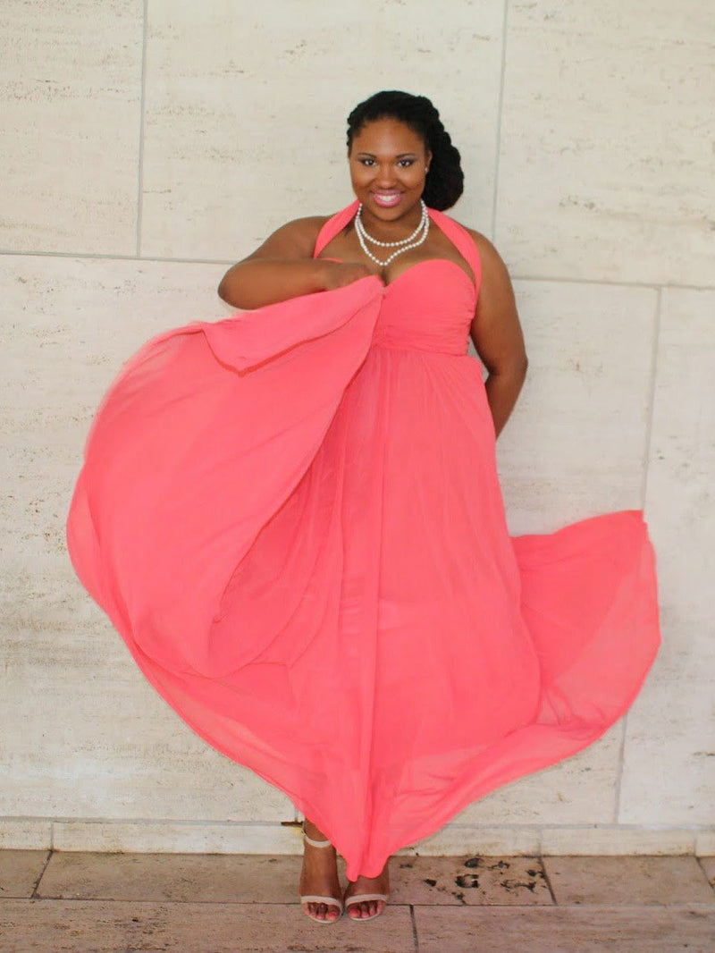 Gorgeous Sweetheart Sleeveless Ruched Long Chiffon Plus Size Prom Dress-ballbellauk