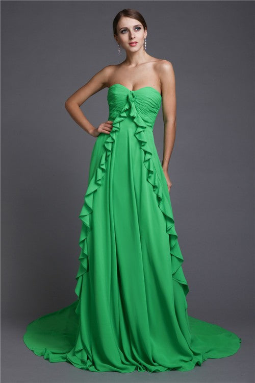 Gorgeous Sweetheart Sleeveless Ruffles Long Evening Dress Chiffon-ballbellauk