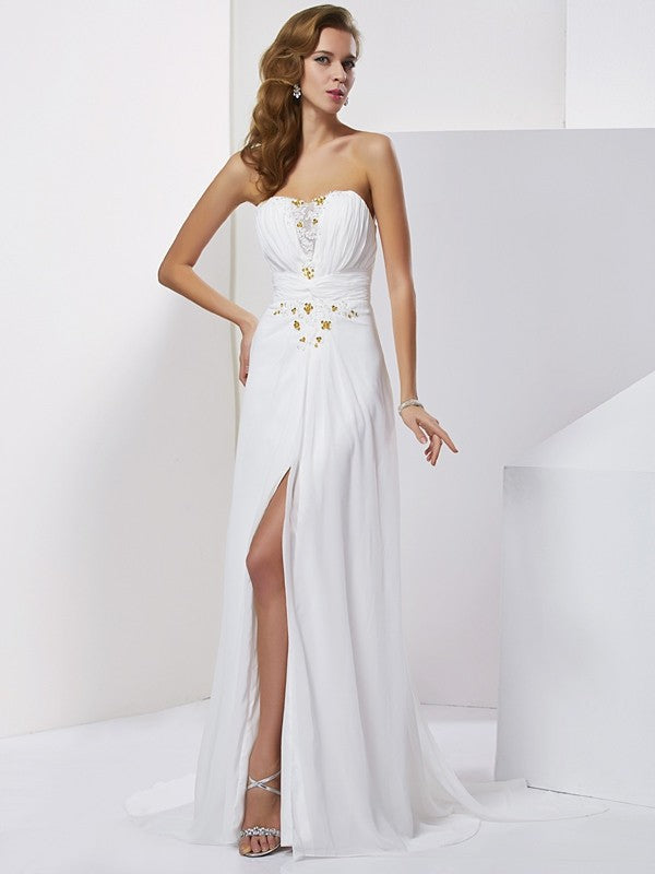 Gorgeous Sweetheart With Appliques Beading Sleeveless Long Evening Dress Chiffon-ballbellauk