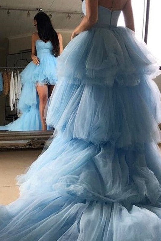 Gorgeous Tulle Layers Sweetheart Sleeveless Prom Dress-ballbellauk