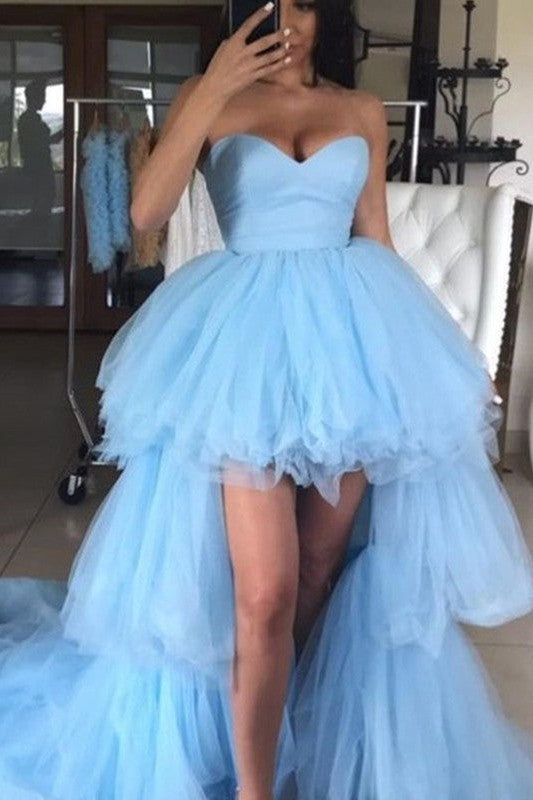 Gorgeous Tulle Layers Sweetheart Sleeveless Prom Dress-ballbellauk