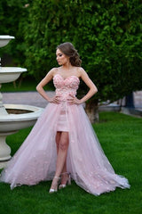 Gorgeous Tulle Sweetheart Sleeveless Hand-Made Flower Prom Dress-ballbellauk