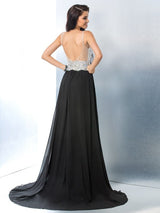 Gorgeous V-neck Beading Sleeveless Long Evening Dress Chiffon-ballbellauk