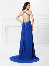 Gorgeous V-neck Beading Sleeveless Long Evening Dress Chiffon-ballbellauk