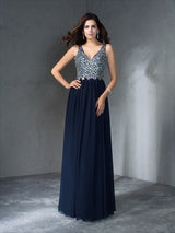 Gorgeous V-neck Beading Sleeveless Long Evening Dress Chiffon-ballbellauk