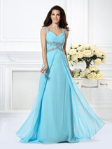 Gorgeous V-neck Beading Sleeveless Long Evening Dress Chiffon-ballbellauk