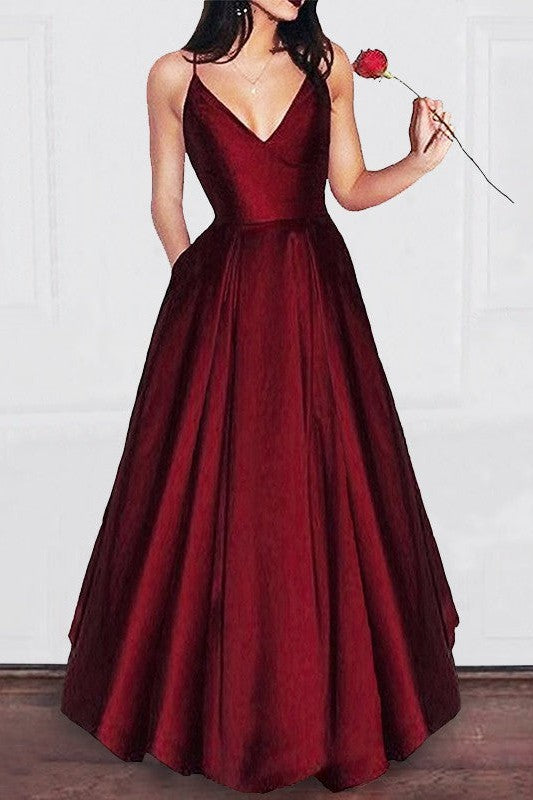 Gorgeous V-neck Long Ruffles Elegant Evening Dress-ballbellauk