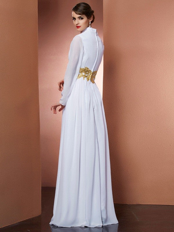 Gorgeous V-neck Long Sleeves Long Evening Dress Chiffon-ballbellauk