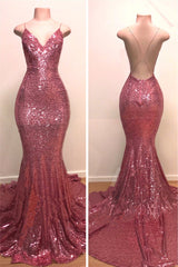 Gorgeous V-Neck Mermaid Evening Dress with Sequins-ballbellauk