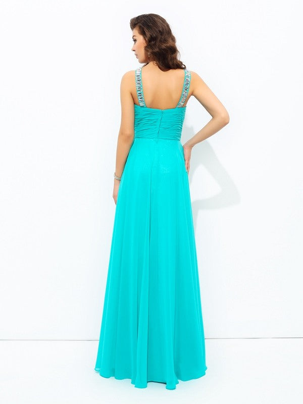 Gorgeous V-neck Paillette Sleeveless Long Evening Dress Chiffon-ballbellauk