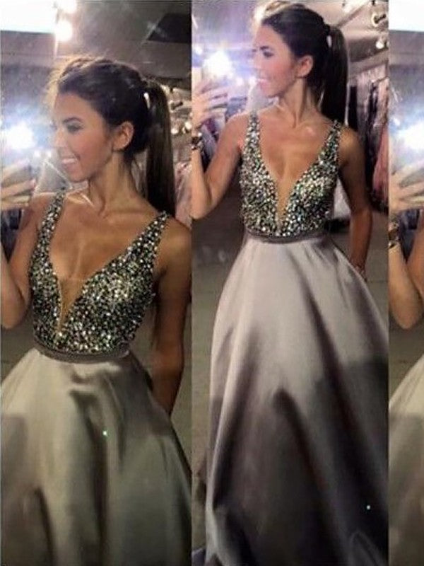 Gorgeous V-Neck Sleeveless Beading Elegant Evening Dress-ballbellauk