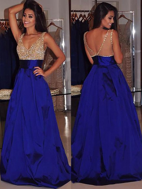 Gorgeous V-neck Sleeveless Beading Elegant Evening Dress-ballbellauk