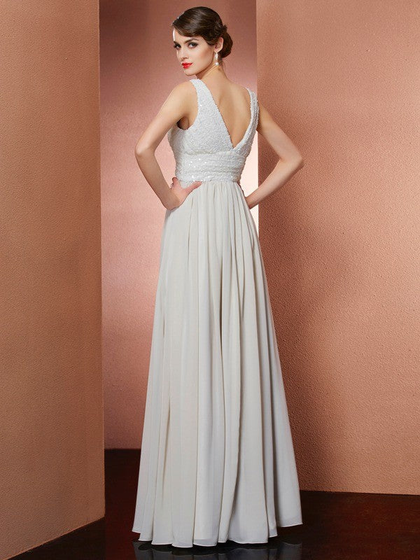 Gorgeous V-neck Sleeveless Long Evening Dress Chiffon-ballbellauk