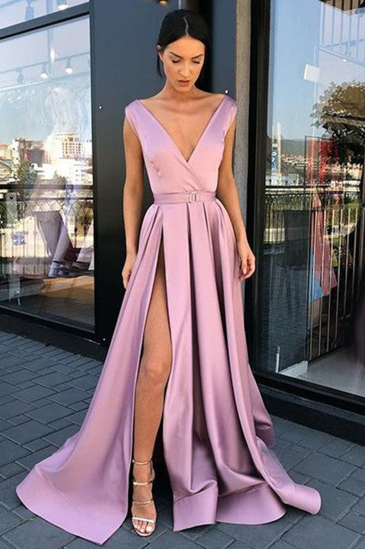 Gorgeous V-neck Sleeveless Long Ruffles Elegant Evening Dress-ballbellauk