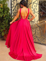 Gorgeous V-Neck Sleeveless Ruffles Elegant Evening Dress-ballbellauk