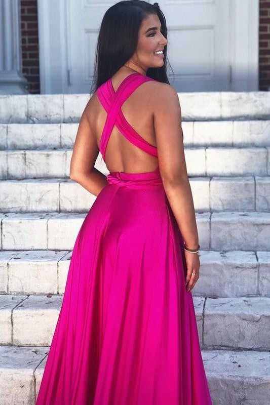 Gorgeous V-neck Sleeveless Satin Ruffles Prom Dress-ballbellauk