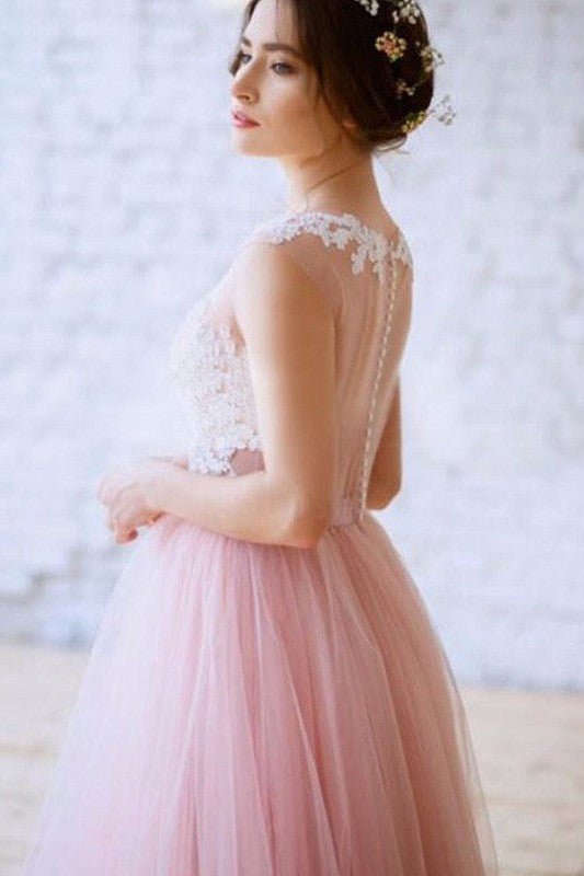 Gorgeous With Appliques Bateau Sleeveless Tulle Prom Dress-ballbellauk