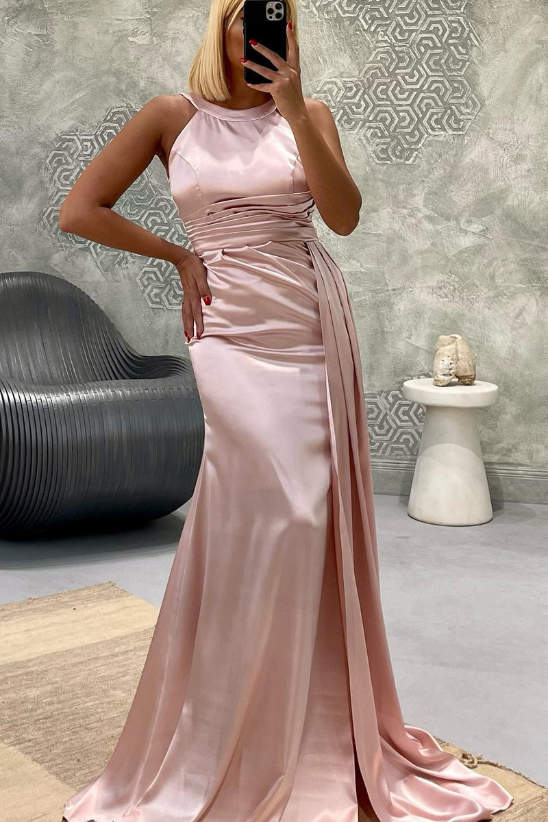 GorgeousJewel Strapless Mermaid Long Prom Dress UK with Pleated Detail-ballbellauk