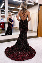 Grad Party Ready: Blue Mermaid Evening Dress with Red & Black Open Back-ballbellauk