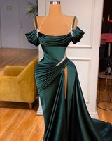 Green Chic Off-the-Shoulder Prom Dress UK with Long Slit-ballbellauk