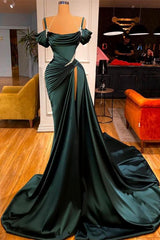 Green Chic Off-the-Shoulder Prom Dress UK with Long Slit-ballbellauk