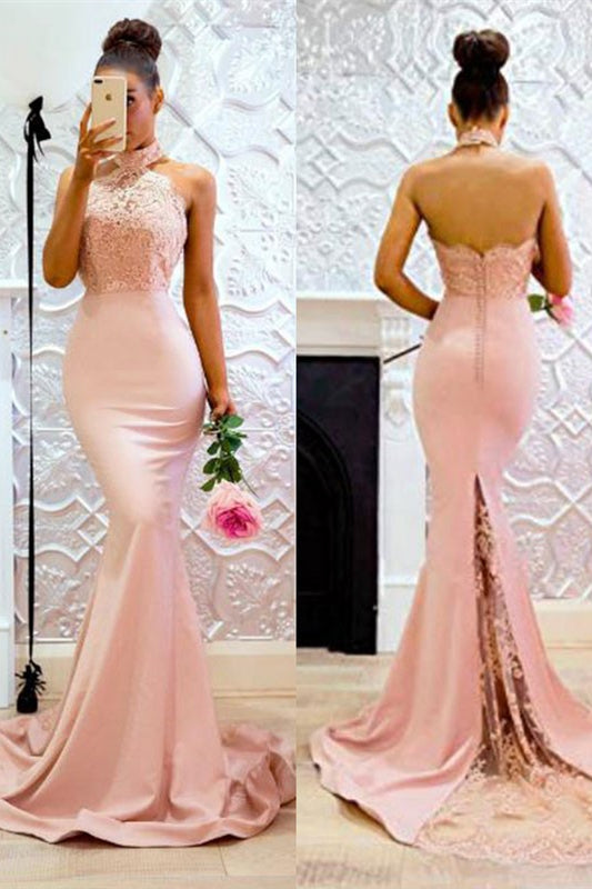 Hot High Neck Lace Prom Dress UK Mermaid-ballbellauk