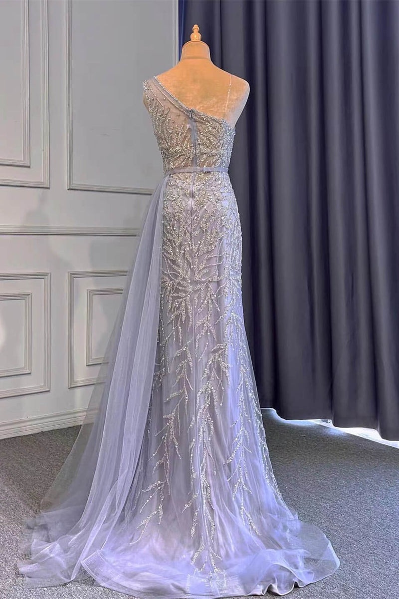 Light Purple Mermaid Prom Dress UK with Long Ruffles Appliques and Front Split-ballbellauk