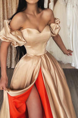 Long Sweetheart Off-the-Shoulder Prom Dress UK With Split-ballbellauk