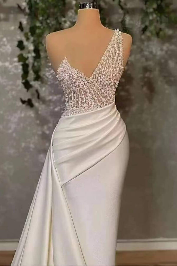 Look Elegant in Ivory Mermaid Prom Dress UK with Applique and Ruffles-ballbellauk