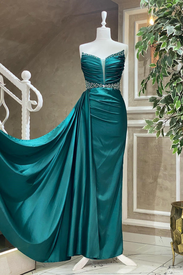 Look Spectacular in a Strapless Mermaid Prom Dress UK with Beads-ballbellauk