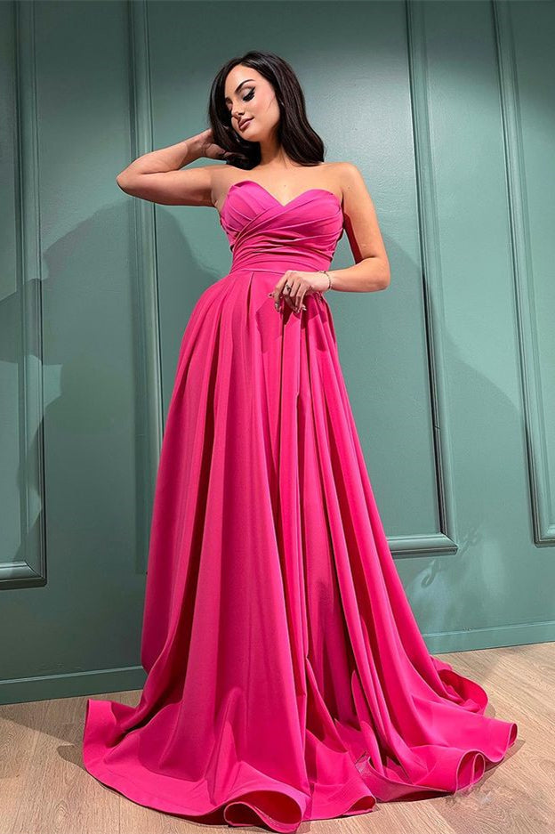 Look Stunning in the Sweetheart Fuchsia Long Evening Dress With Split-ballbellauk