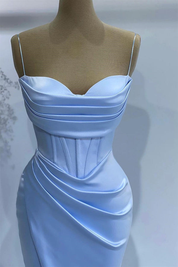 Mermaid Baby Blue Sweetheart Prom Dress UK With Spaghetti-Straps Online-ballbellauk