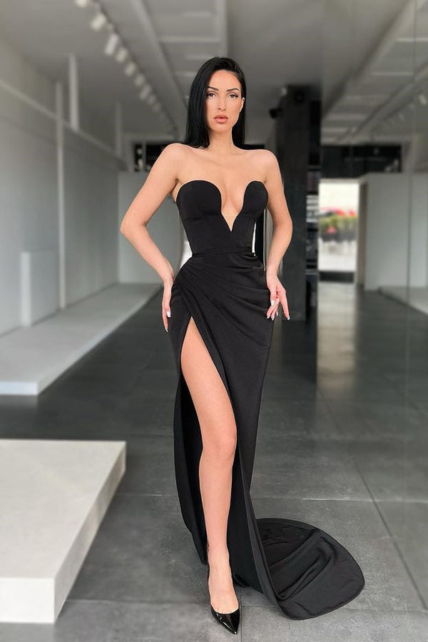 Mermaid Black Sweetheart Evening Dress With Split-ballbellauk