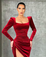 Mermaid Burgundy Long Sleeves Evening Dress-ballbellauk