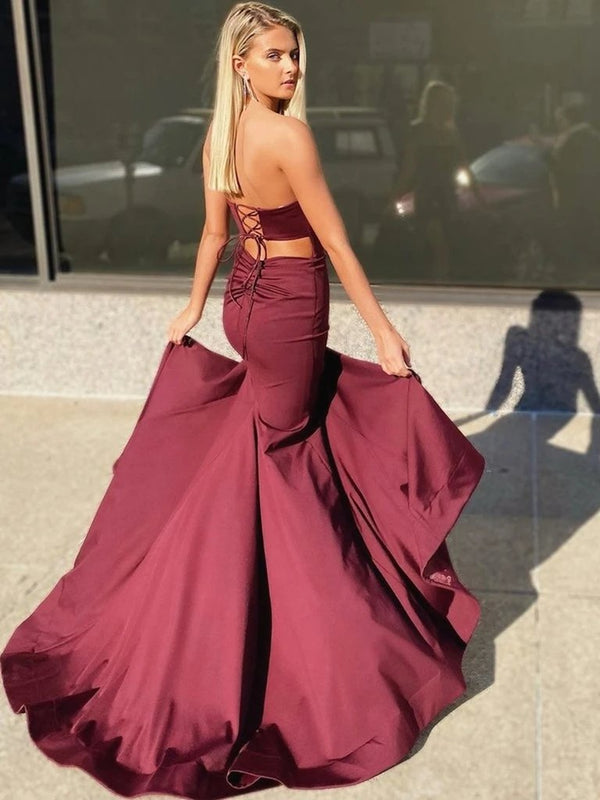 Mermaid Burgundy Sweetheart Prom Dress UK-ballbellauk