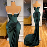 Mermaid Dark Green Spaghetti-Straps Prom Dress UK-ballbellauk